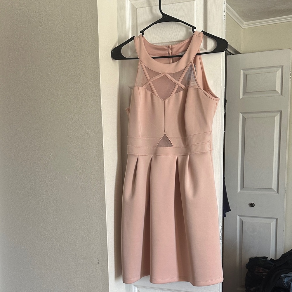 Sweet Storm Blush Pink Cutout Fit-and-Flare Mini Dress